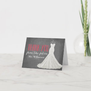 Modern Wedding Dress   Bridal Shower Thank You Red Card
