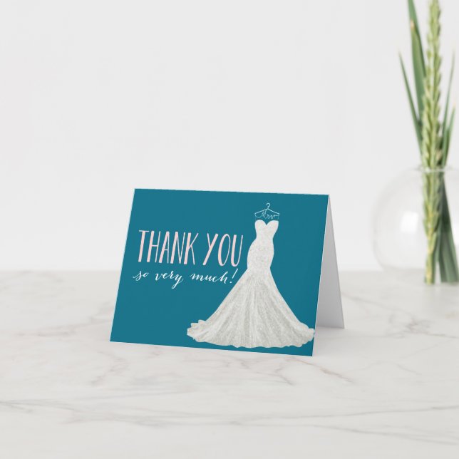 Modern Wedding Dress | Color | Thank You Card (Front)