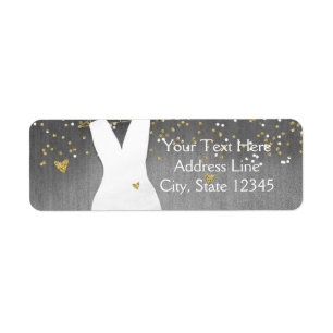 Modern Wedding Dress Confetti Hearts Bridal Shower Label