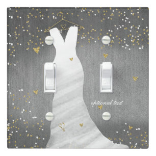 Modern Wedding Dress Confetti Hearts Fashion Glam Light Switch Cover