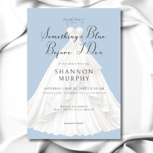 Modern Wedding Dress Something Blue Bridal Shower Invitation
