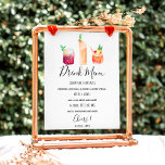 Modern wedding drink menu cocktails illustration foam board<br><div class="desc">Modern wedding drink menu cocktails illustration with 3 cocktails watercolor illustration and modern script fon</div>