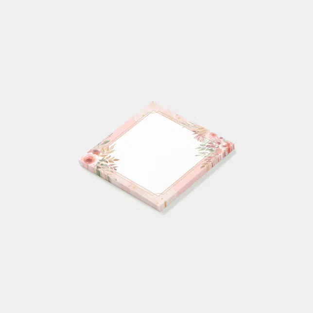 Modern Wedding Elegant Chic Watercolor Pink Flower Postit Notes Zazzle