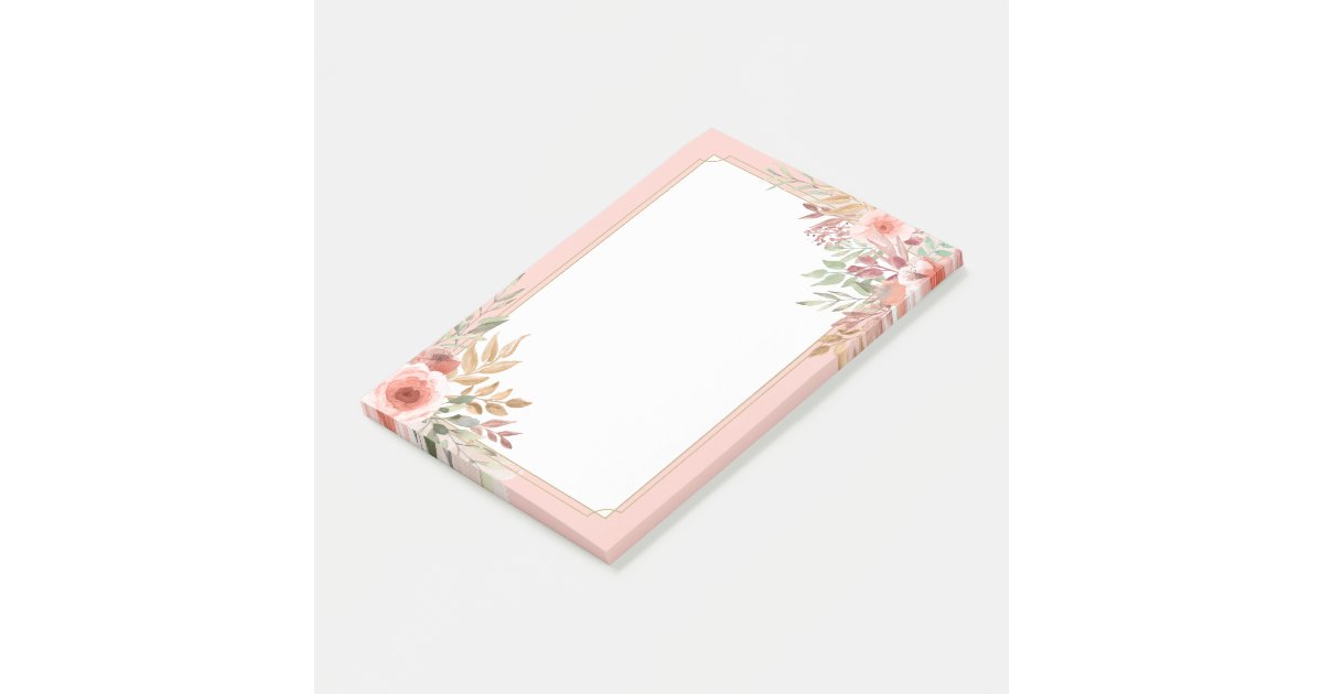 Modern Wedding Elegant Chic Watercolor Pink Flower Postit Notes Zazzle