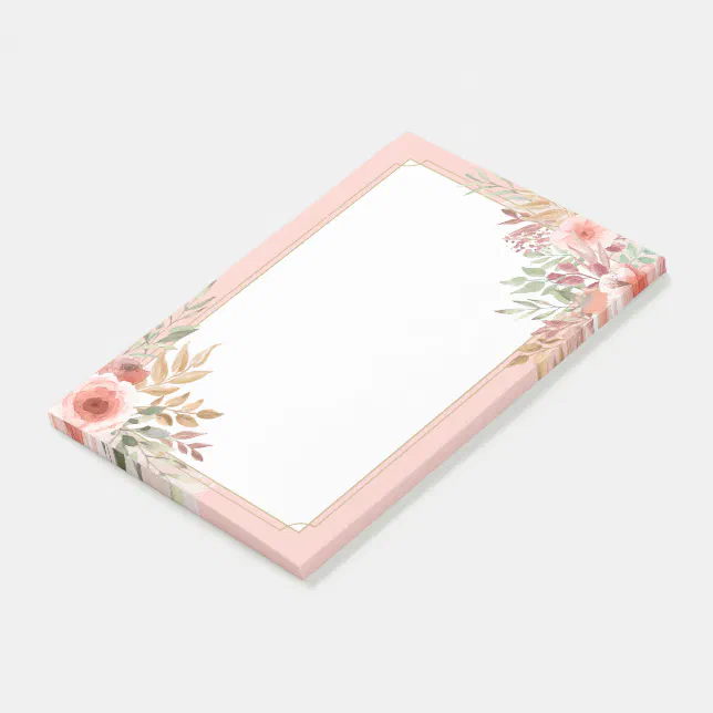 Modern Wedding Elegant Chic Watercolor Pink Flower Postit Notes Zazzle