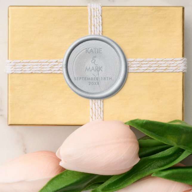Modern Wedding Elegant Couples Initials Monogram Wax Seal Sticker (Front)