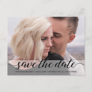 Modern Wedding Elegant Script Save the Date Photo Postcard