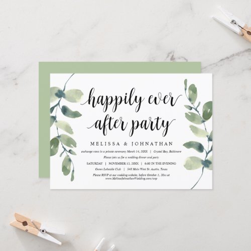Modern Wedding Elopement Greenery Eucalyptus Invitation