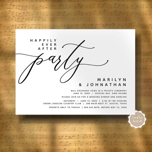 Modern Wedding Elopement Happily Ever After Party Invitation