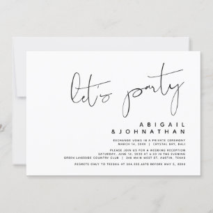 Modern Wedding Elopement, Let's Party Invitation