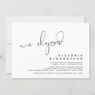 Modern Wedding Elopement, Surprise, we eloped Invi Invitation
