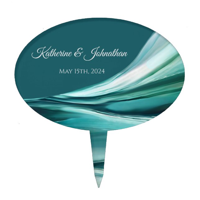Modern Wedding-Emerald Green Cake Topper (Front)