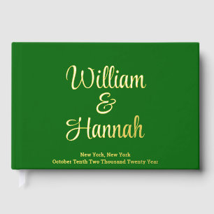 Modern Wedding Emerald Green with Gold Hardcover Foil Guest Book