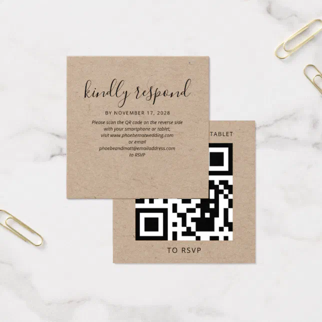 Modern Wedding Enclosure QR Code RSVP Website Card | Zazzle