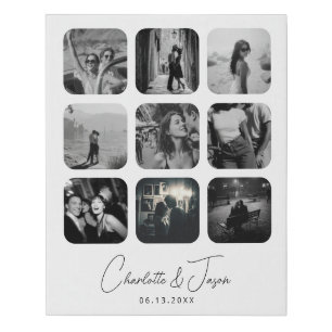 Modern Wedding Engagement Keepsake Photo Collage Faux Canvas Print