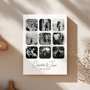 Modern Wedding Engagement Keepsake Photo Collage Faux Canvas Print
