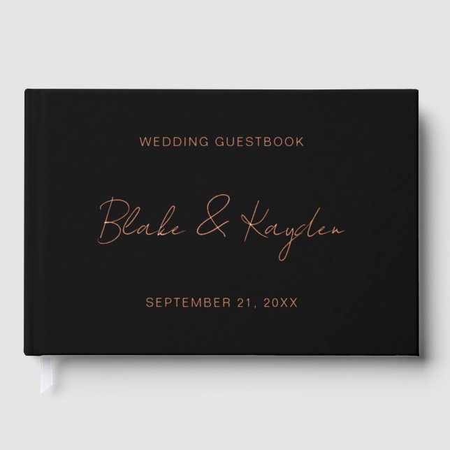 Modern Wedding Engagement Party Personalized Foil Guest Book (Front)