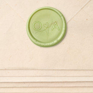 Modern Wedding Envelope Accessory Sage Wax Seal Sticker