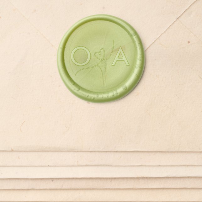 Modern Wedding Envelope Accessory | Sage Wax Seal Sticker (Front)