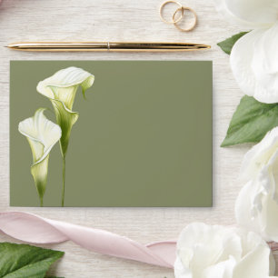 Modern wedding envelopes with calla lilies.