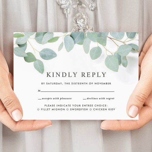 Modern Wedding Eucalyptus Meal Choice RSVP Card