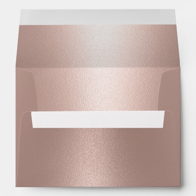 Modern Wedding Faux Rose Gold Foil 5X7 Envelope (Back (Bottom))