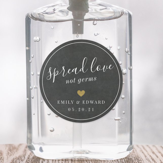 Modern Wedding Favor Hand Sanitizer Chalkboard Classic Round Sticker (Creator Uploaded)