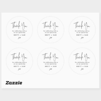 Modern Wedding Favor Script Handwritten Custom Classic Round Sticker ...