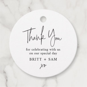 Modern Wedding Favor Script Handwritten Custom Tags