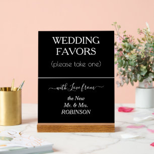 Modern Wedding Favors Black White NAME Acrylic Sign