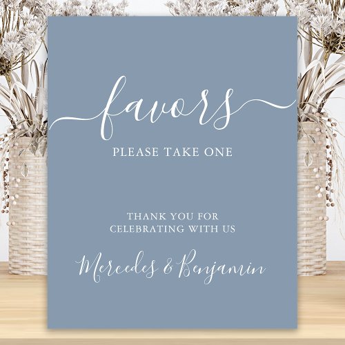 Modern Wedding Favors Personalized Dusty Blue Poster
