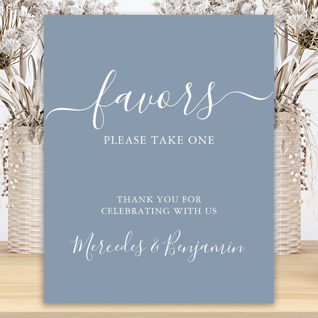 Modern Wedding Favors Personalized Dusty Blue Poster (Creator Uploaded)