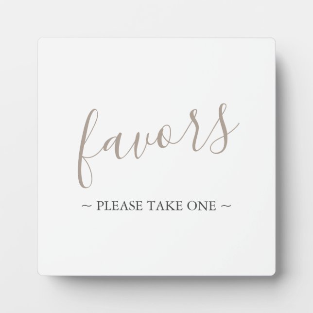 Modern Wedding Favors Sign Plaque (Front)