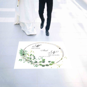 Modern Wedding Floral Initial  Floor Decals