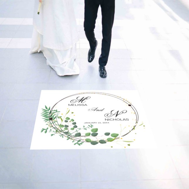 Modern Wedding Floral Initial  Floor Decals (Wedding)