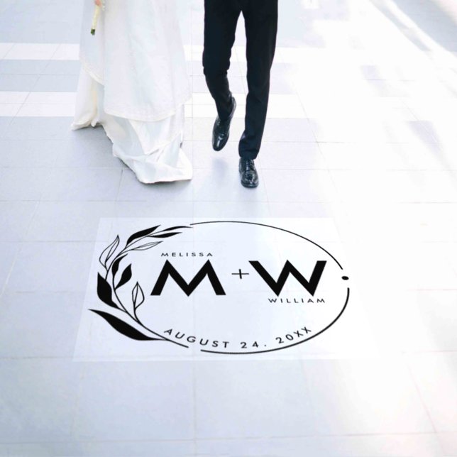 Modern Wedding Floral Laurel Floor Decals (Wedding)