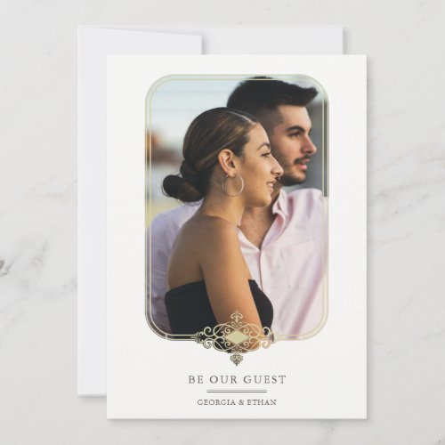 Modern Wedding Flourish Filigree Fancy Photo Frame Invitation