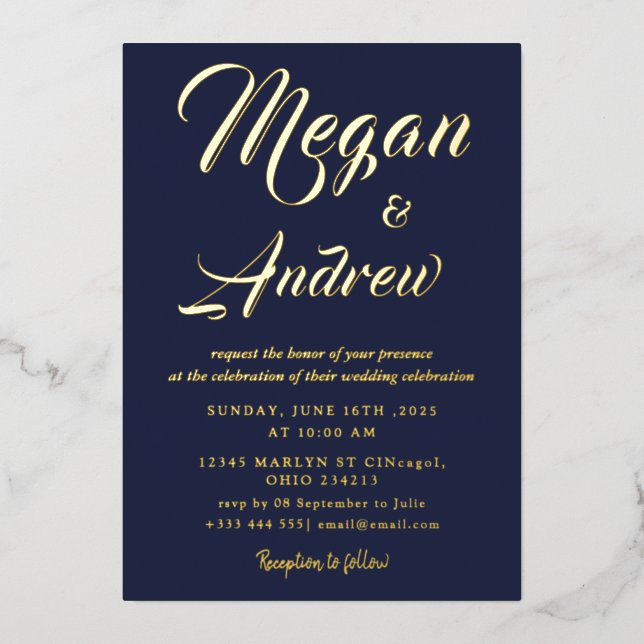 Modern  Wedding Foil Invitation (Front)