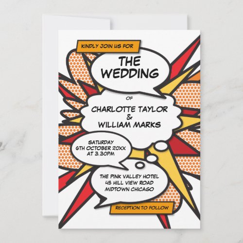 Modern Wedding Fun Stylish Comic Book Invitation