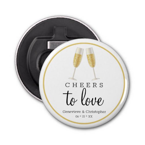 Modern Wedding  Gold Cheers to Love Champagne Bottle Opener