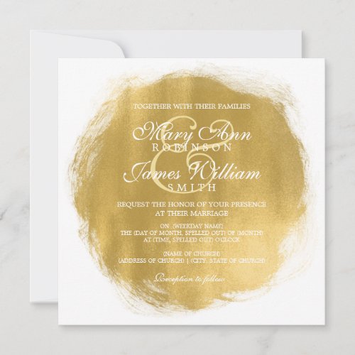 Modern Wedding Gold Paint Look Invitation