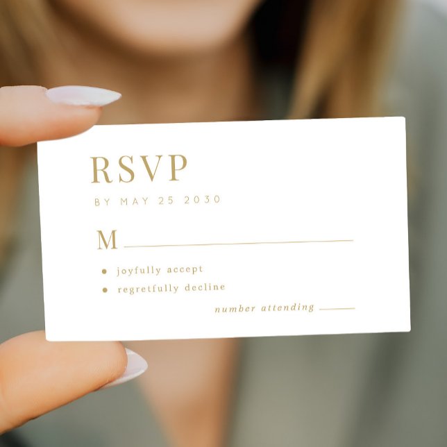 Modern wedding gold white budget RSVP Enclosure Card (Creator Uploaded)