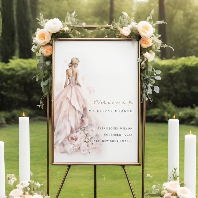 Modern Wedding Gown Bridal Shower Welcome Foam Board (Creator Uploaded)