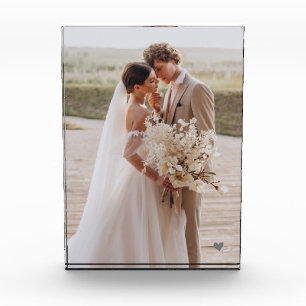 Modern Wedding Gray Heart Keepsake Photo Block