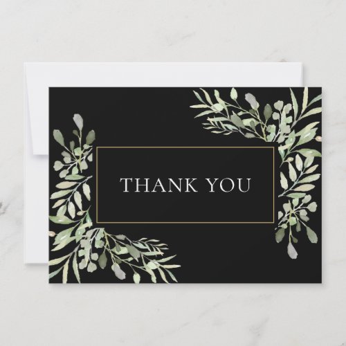Modern Wedding Greenery Leaves Thank You card