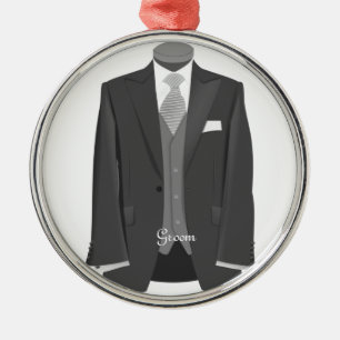 Modern Wedding Groom Tuxedo Christmas Ornament