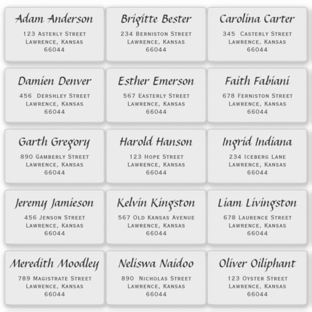 Modern Wedding Guest Individual Names and Address  Sticker (Front)
