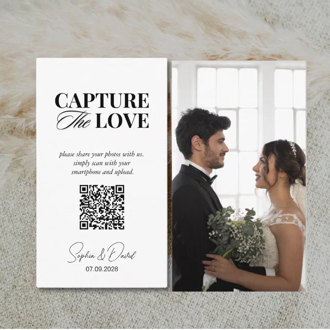 Modern Wedding Guests photo sharing QR Code Enclosure Card | Zazzle