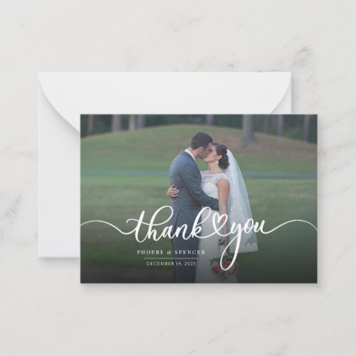 Modern Wedding Hand_Lettered Photo Thank You Note Card