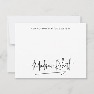 Modern Wedding Handwritten Script Minimalist Note Card
